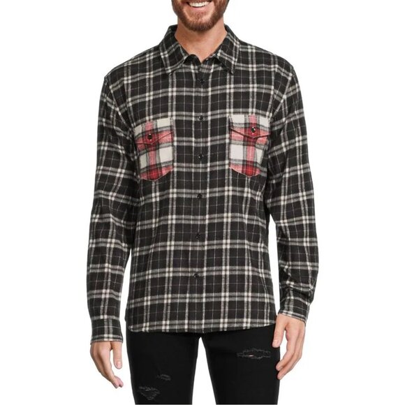 NWT New $245 The Kooples Plaid Flap Pocket Cotton Shirt Size XXL